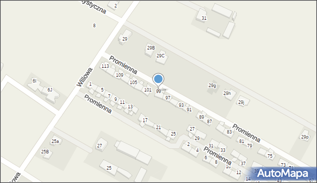 Falenty Nowe, Promienna, 99, mapa Falenty Nowe