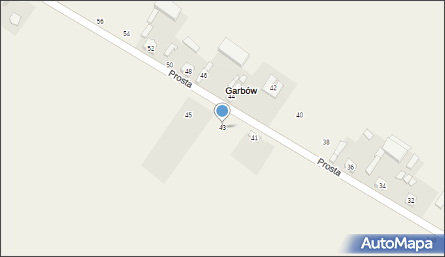 Garbów, Prosta, 43, mapa Garbów