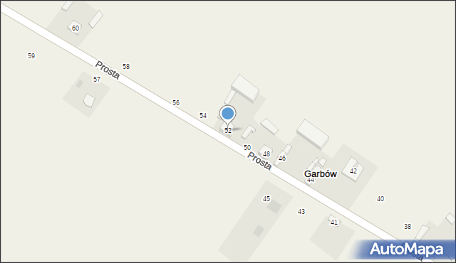Garbów, Prosta, 52, mapa Garbów