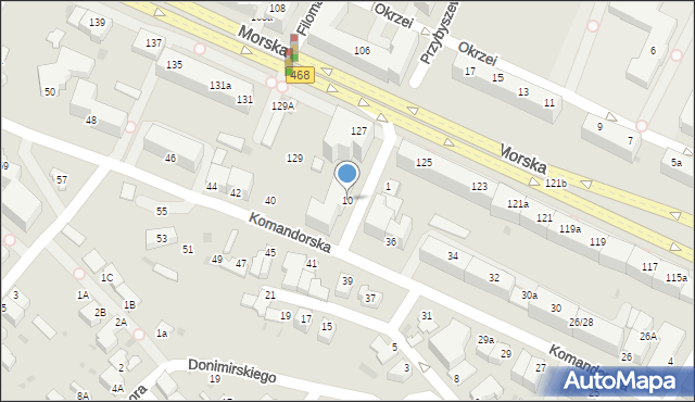 Gdynia, Przybyszewskiego, kmdr., 10, mapa Gdyni