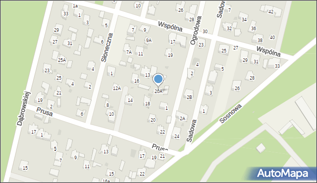 Glina, Prusa Bolesława, 20A, mapa Glina