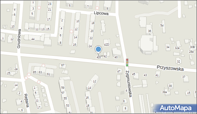 Gliwice, Przyszowska, 42c, mapa Gliwic