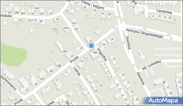 Głogów, Prusa Bolesława, 5B, mapa Głogów