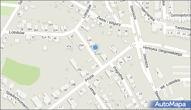 Głogów, Prusa Bolesława, 9a, mapa Głogów