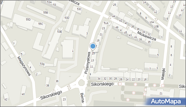 Głogów, Przemysłowa, 15, mapa Głogów