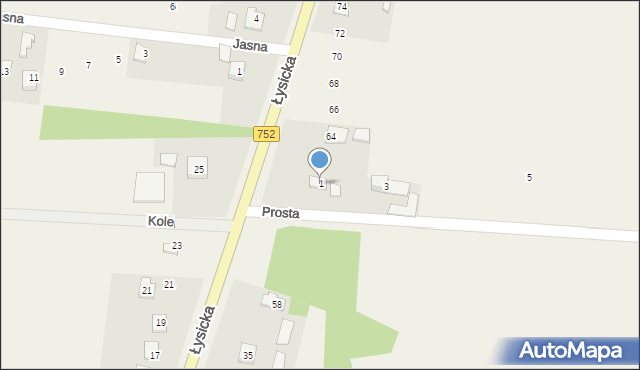 Górno-Parcele, Prosta, 1, mapa Górno-Parcele