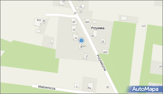 Gorzelnia, Przysieczna, 39, mapa Gorzelnia