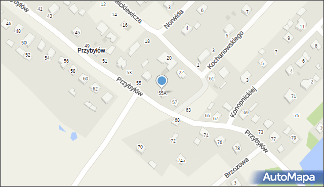 Gorzyce, Przybyłów, 55A, mapa Gorzyce