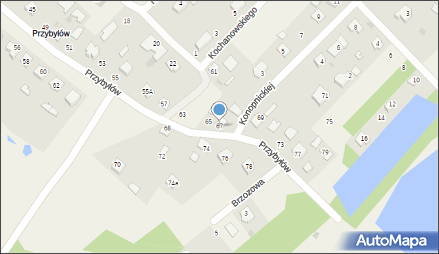 Gorzyce, Przybyłów, 67, mapa Gorzyce