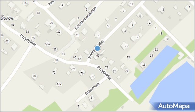 Gorzyce, Przybyłów, 69, mapa Gorzyce