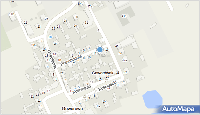 Goworowo, Przechodnia, 14a, mapa Goworowo
