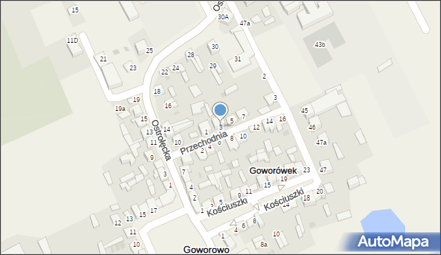 Goworowo, Przechodnia, 3, mapa Goworowo