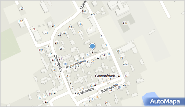 Goworowo, Przechodnia, 7, mapa Goworowo