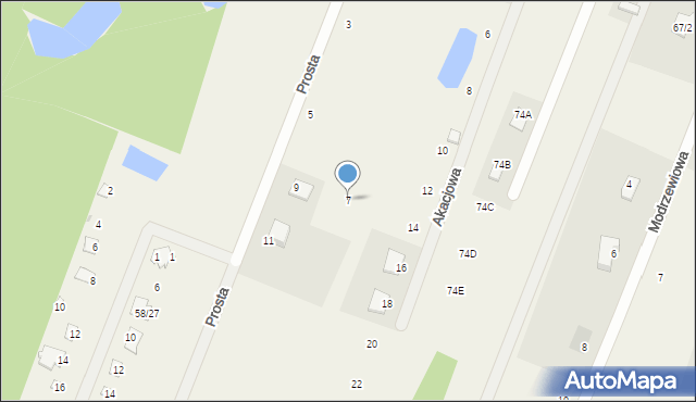 Grabina, Prosta, 7, mapa Grabina