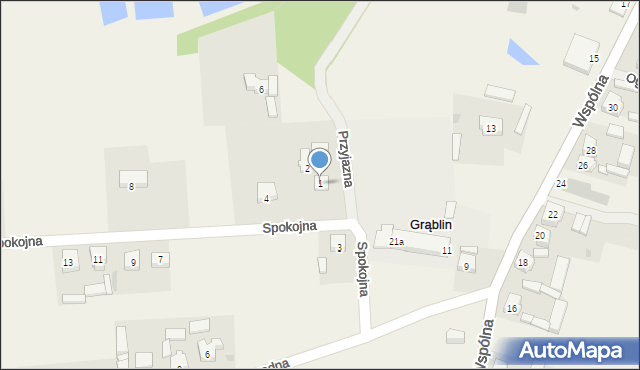 Grąblin, Przyjazna, 1, mapa Grąblin