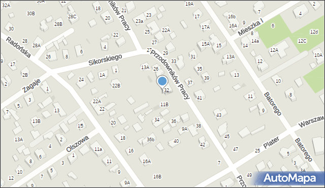 Grodzisk Mazowiecki, Przodowników Pracy, 11A, mapa Grodzisk Mazowiecki