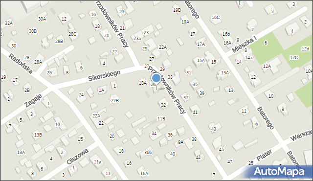 Grodzisk Mazowiecki, Przodowników Pracy, 13B, mapa Grodzisk Mazowiecki