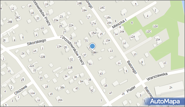 Grodzisk Mazowiecki, Przodowników Pracy, 16A, mapa Grodzisk Mazowiecki