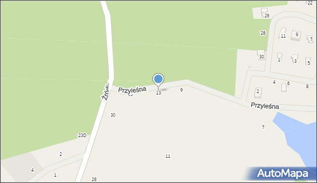 Gromadzin, Przyleśna, 13, mapa Gromadzin