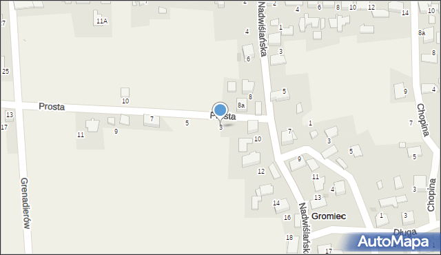 Gromiec, Prosta, 3, mapa Gromiec
