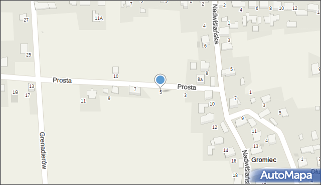 Gromiec, Prosta, 5, mapa Gromiec