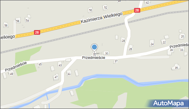 Grybów, Przedmieście, 32, mapa Grybów