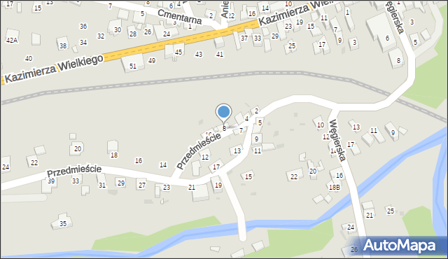 Grybów, Przedmieście, 8, mapa Grybów