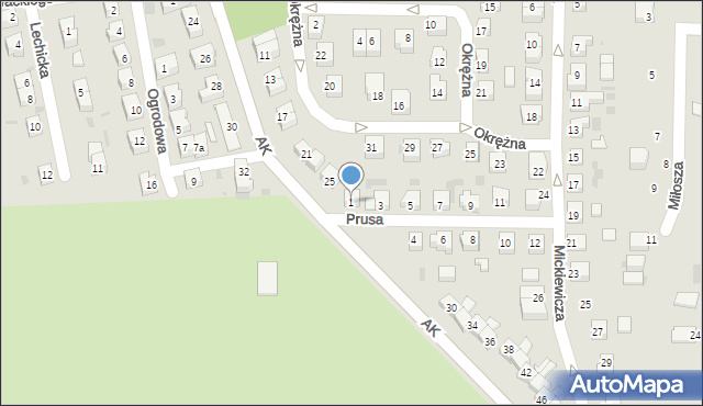 Gryfino, Prusa Bolesława, 1, mapa Gryfino