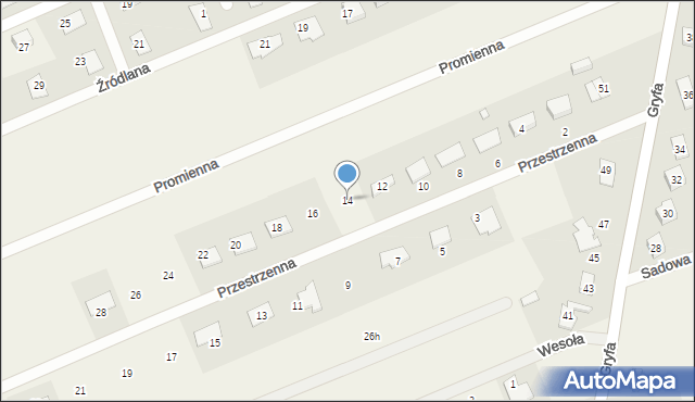 Grzędzice, Przestrzenna, 14, mapa Grzędzice