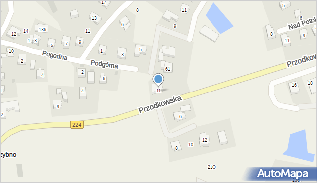 Grzybno, Przodkowska, 11, mapa Grzybno