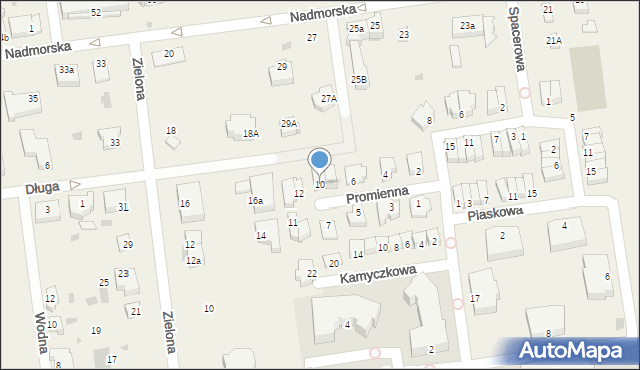 Grzybowo, Promienna, 10, mapa Grzybowo