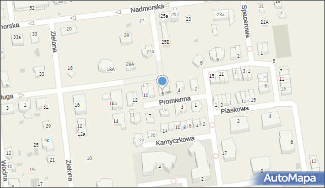 Grzybowo, Promienna, 6, mapa Grzybowo