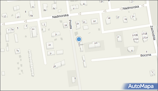 Grzybowo, Prosta, 1, mapa Grzybowo