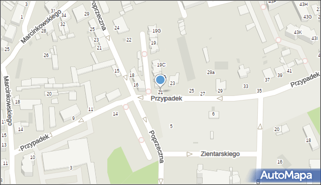 Inowrocław, Przypadek, 21, mapa Inowrocławia