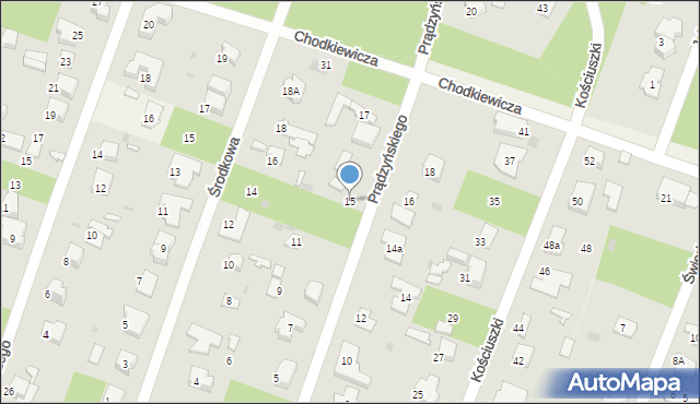 Izabelin C, Prądzyńskiego Ignacego, gen., 15, mapa Izabelin C