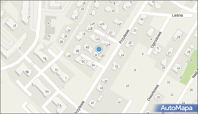 Jabłonna, Przylesie, 9J, mapa Jabłonna