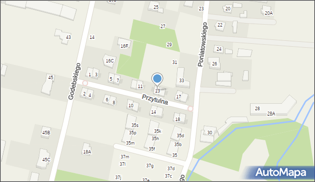 Janki, Przytulna, 13, mapa Janki