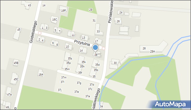 Janki, Przytulna, 18, mapa Janki