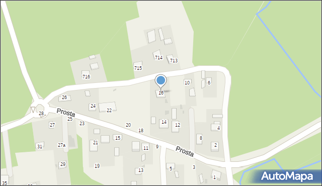 Jasień, Prosta, 16, mapa Jasień