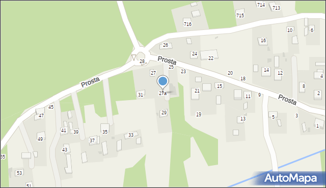 Jasień, Prosta, 27a, mapa Jasień