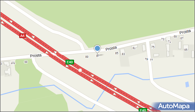 Jasień, Prosta, 87, mapa Jasień