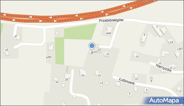 Jasienica, Przebiśniegów, 25, mapa Jasienica