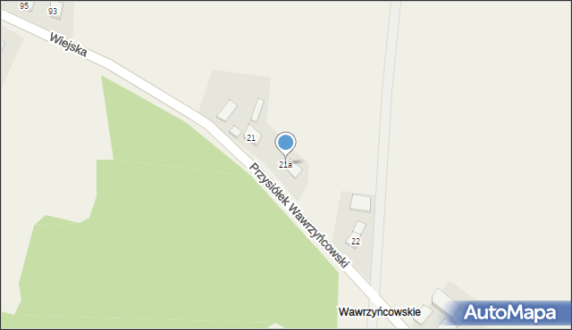 Jasienie, Przysiółek Wawrzyńcowski, 21a, mapa Jasienie