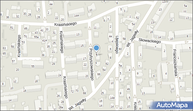 Jasło, Przybyszowskiego Zbigniewa, dr., 5, mapa Jasła