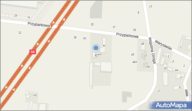 Jawczyce, Przyparkowa, 42, mapa Jawczyce