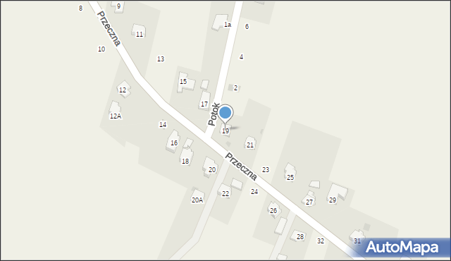 Jawiszowice, Przeczna, 19, mapa Jawiszowice