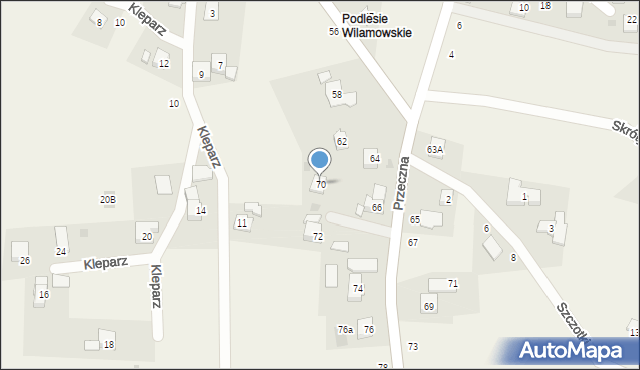 Jawiszowice, Przeczna, 70, mapa Jawiszowice