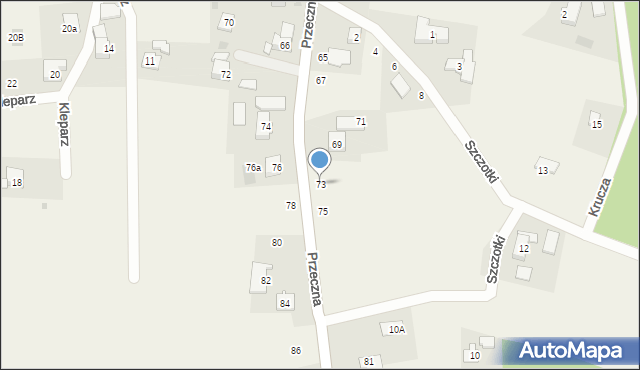 Jawiszowice, Przeczna, 73, mapa Jawiszowice