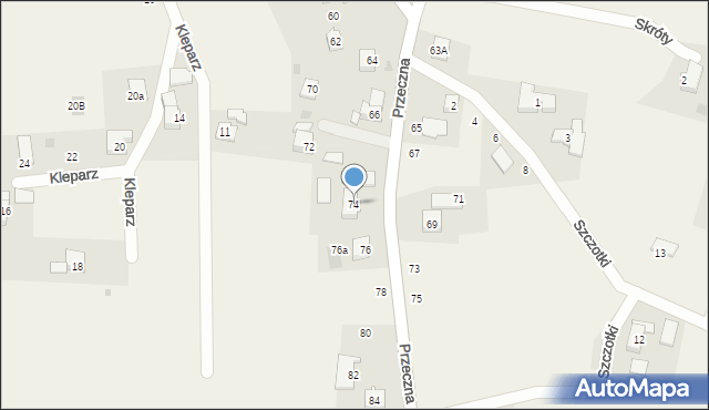 Jawiszowice, Przeczna, 74, mapa Jawiszowice