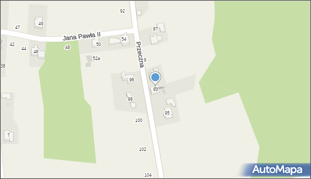 Jawiszowice, Przeczna, 93, mapa Jawiszowice